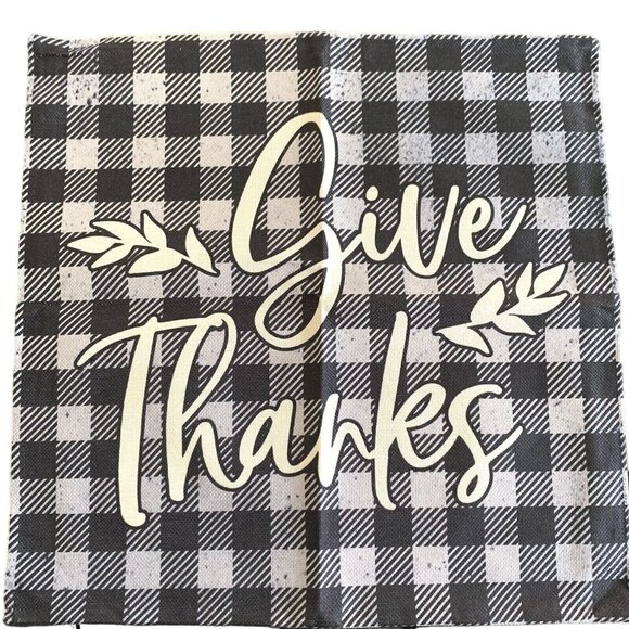 4 Hello Fall Black Buffalo Plaid Canvas Throw Pillow Covers Holiday Farmhouse - Picture 5 of 7